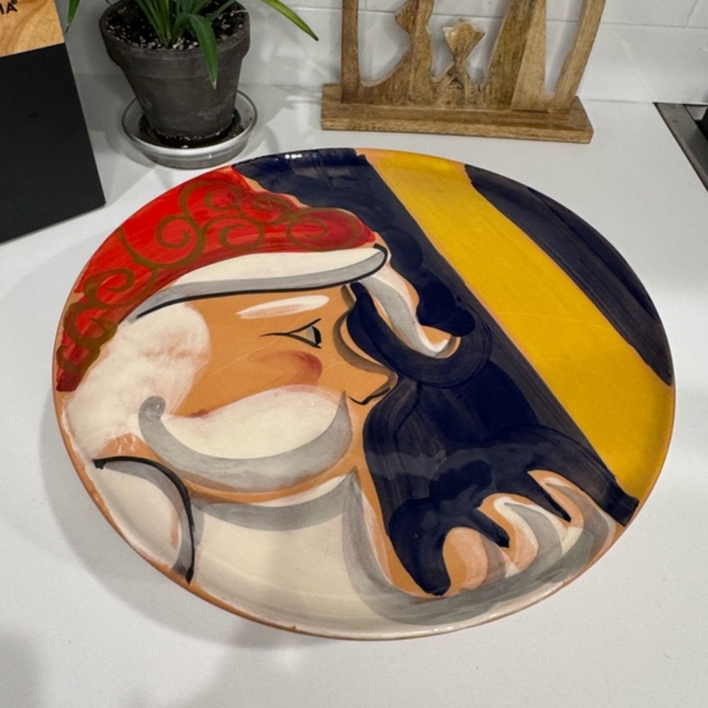 Vintage Footed Cake Stand, Old World Santa Moon, Jolly St. Nick Collection - Picture 1 of 5